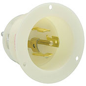 30-Amp, 347/600 Volt- 3PY, Flanged Inlet Locking Receptacle, Industrial Grade, Grounding, White