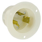 30-Amp, 480 Volt, Flanged Inlet Locking Receptacle, Industrial Grade, Grounding, White