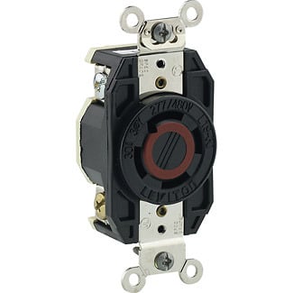 30-Amp, 277/480-Volt-3PY, Flush Mounting Locking Receptacle, Industrial Grade, Non-Grounding, V-0-MAX, Black