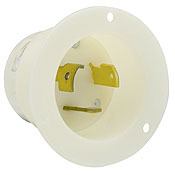 30 Amp, 250 Volt- 3PY, Flanged Inlet Locking Receptacle, Industrial Grade, Non-Grounding, White