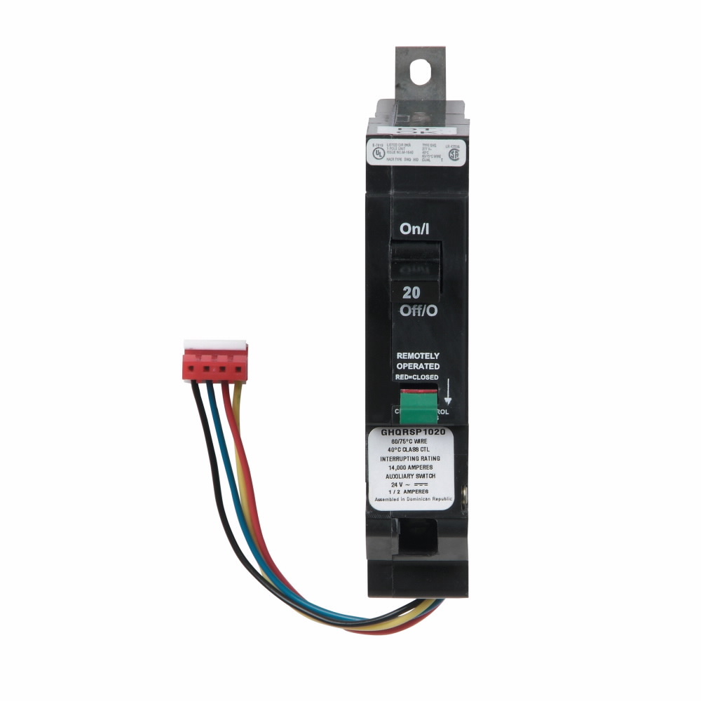 Eaton Type GHQRSP Circuit Breaker, Remote Controlled Solenoid, 120,120/240,277,480Y/277V, 65 kAIC at 120V, 14 kAIC at 480Y/277V, 20A