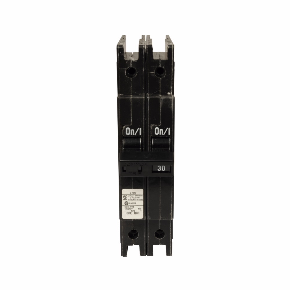 Eaton Quicklag Type QCF 1/2-inch Industrial Thermal-Magnetic Circuit Breaker,Industrial circuit breaker,30 A,10 kAIC,Two-pole,120/240 V,Thermal-magnetic,Cable-in/cable-out,QCF,Fixed