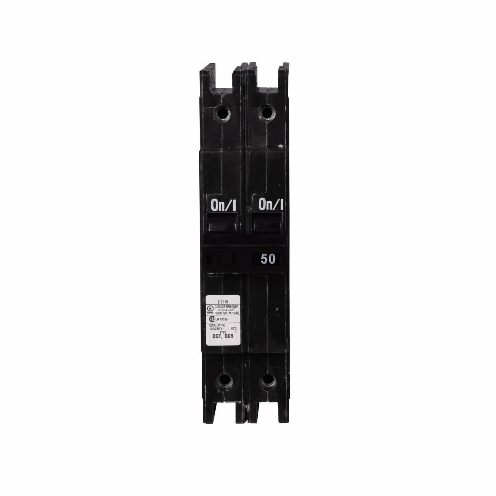 Eaton Quicklag Type QCF 1/2-inch Industrial Thermal-Magnetic Circuit Breaker,Industrial circuit breaker,50 A,10 kAIC,Two-pole,120/240 V,Thermal-magnetic,Cable-in/cable-out,QCF,Fixed