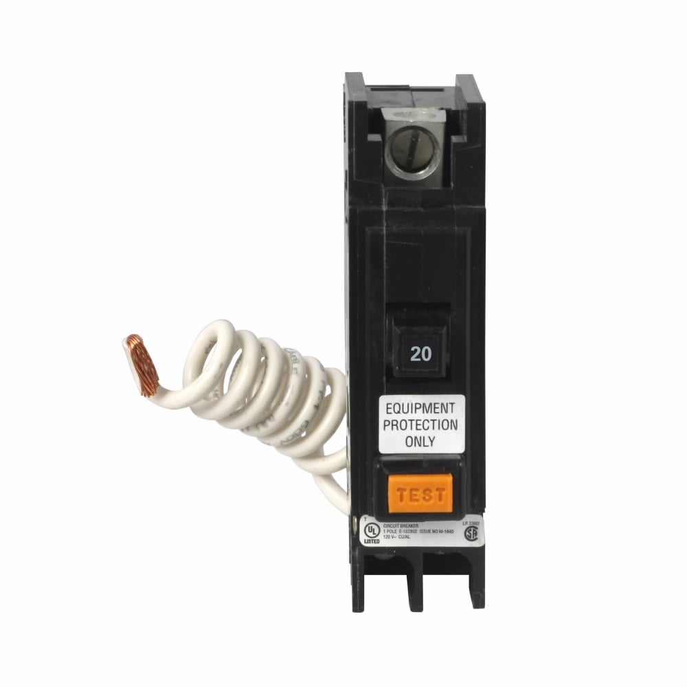 Eaton QC GFCI circuit breaker, Equipment protector, 30 mA Trip sensitivity, 25 A, 10 kAIC, Single-pole, 120 V, Non-Interchangeable, Cable-in/cable-out, Breaker type QCGF