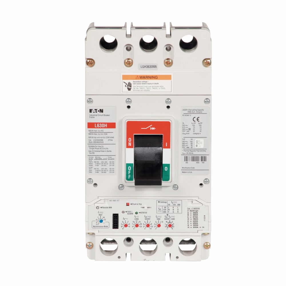 Eaton molded case circuit breaker accessory frame, Frame only, 630 A, 100 kAIC at 240 V, 70 kAIC at 415 V, 65 kAIC at 480 V, 35 kAIC at 600 V, Three-pole, Frame only (no trip), Frame J-K, Series G