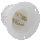 20 Amp, 250 Volt- 3PY, Flanged Inlet Locking Receptacle, Industrial Grade, Grounding, White