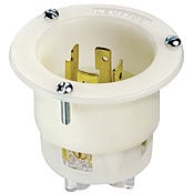 20 Amp, 480 Volt- 3PY, Flanged Inlet Locking Receptacle, Industrial Grade, Grounding, White