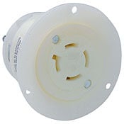 20 Amp, 250 Volt- 3PY, Flanged Outlet Locking Receptacle, Industrial Grade, Grounding, White