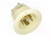 30-Amp, 600 Volt- 3PY, Flanged Inlet Locking Receptacle, Industrial Grade, Grounding, White