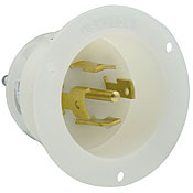 30 Amp, 347/600 Volt- 3PY, Flanged Inlet Locking Receptacle, Industrial Grade, Non-Grounding, White