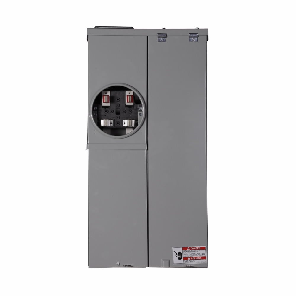 Eaton Meter Breaker EUSERC, Type CH , Main lug, 200A, 120/240V, Ring, 2 spaces, 4 circuits, Surface mounting, Box size A, Aluminum bus, Overhead/underground feed, Four-jaws, 1 socket, #6-250 kcmil line, #6-250 kcmil ground