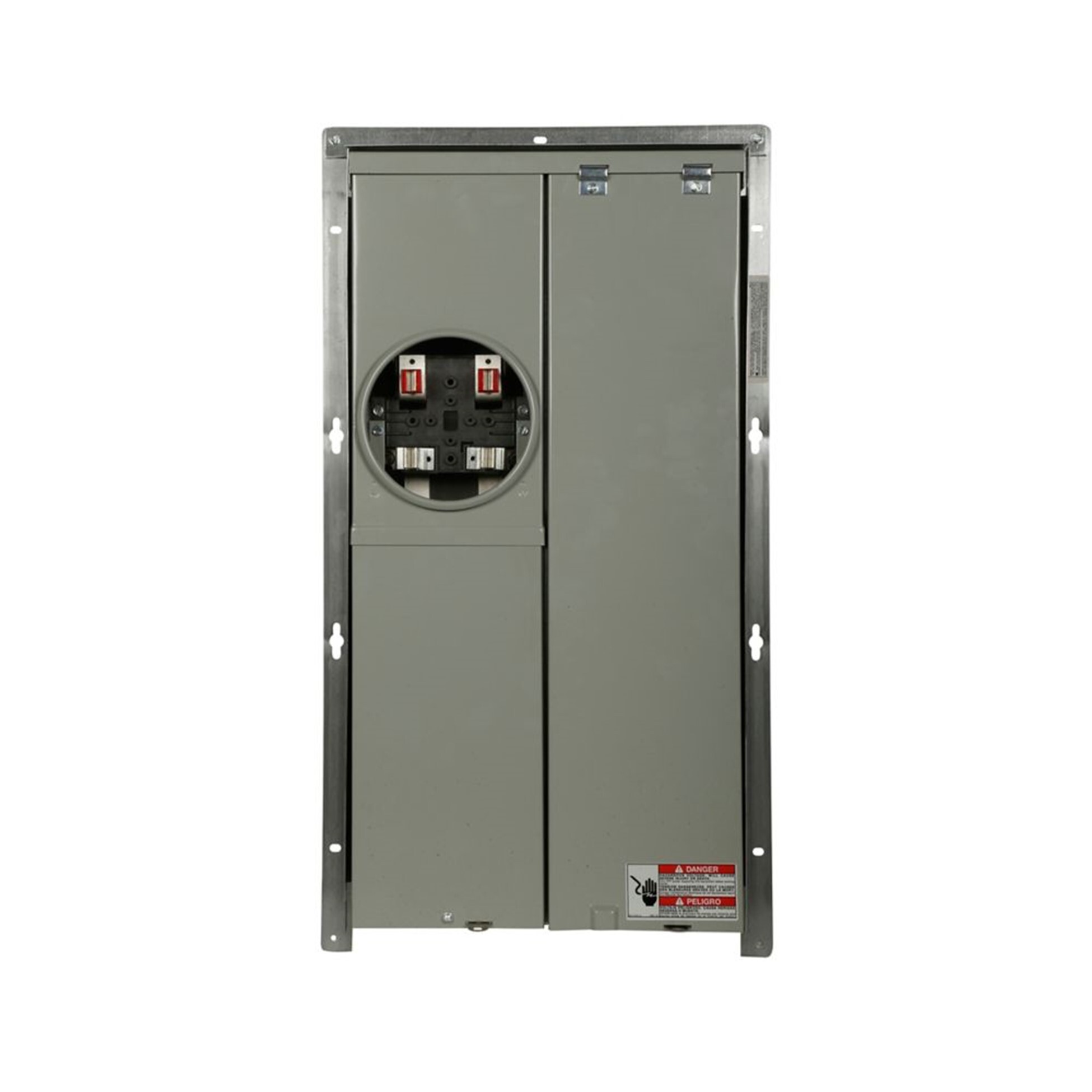 CMBEB200BTF Meter Breaker, EUSERC, Type CH CSR2200N Main Breaker, Distribution Section, 200 Amp, 120/240V, Ringed, 22 kAIC, Flush Mounting Box Size A, Aluminum Bus, OH, UG, Feed,4 Jaw, 1 Socket, #6-250 kcmil, Line #6-250 kcmil, Ground