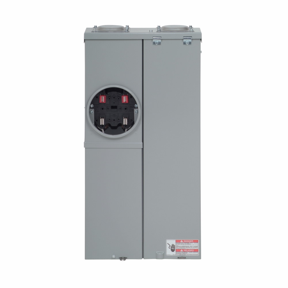 Eaton Meter Breaker EUSERC Type BR , CSR2200 main breaker, 200A, Single-phase, 120/240V, Ring, 10 kAIC, Surface mounting, Box size A, Aluminum bus, Overhead/underground feed, Four-jaws, 1 socket, #6-250 kcmil line, #6-250 kcmil ground