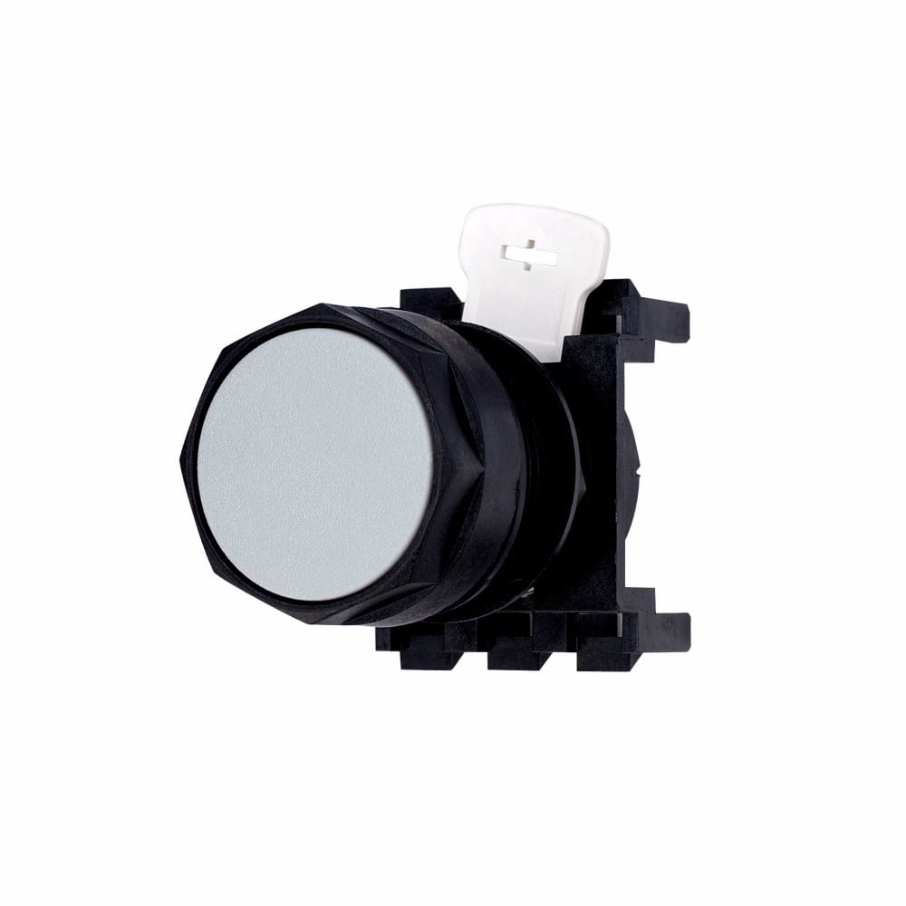 Eaton, Non-metallic Heavy-Duty Pushbutton,Black,Plastic Actuator,Chrome bezel,1NO,Non-illuminated,Flush mounting,NEMA 3, 3R, 4, 4X, 12, 13,Momentary,22.5 mm,Flush Pushbutton,E22 Series