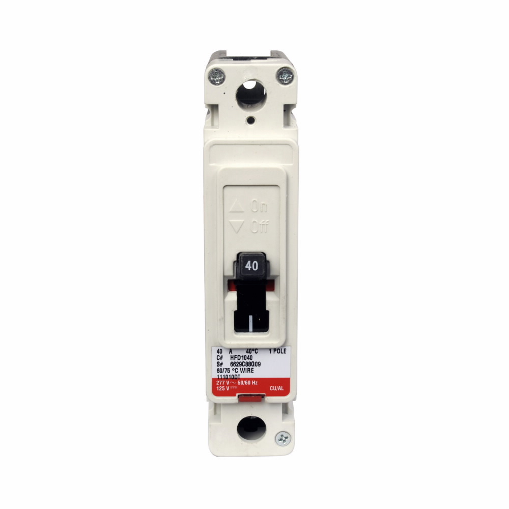 Eaton Series C complete molded case circuit breaker, F-frame, HFD, Complete breaker, Fixed thermal, Fixed magnetic trip type, Single-pole, 20 A, 347 Vac, 125 Vdc, Load side, 50/60 Hz