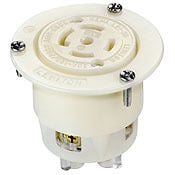 30 Amp, 120/208 Volt- 3PY, Flanged Outlet Locking Receptacle, Industrial Grade, Grounding, White