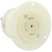 30 Amp, 347/600 Volt- 3PY, Flanged Outlet Locking Receptacle, Industrial Grade, Grounding, White