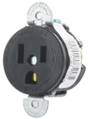15 Amp, 125 Volt, Short Strap Single Receptacle, Straight Blade, Heavy Duty Spec Grade, Grounding, Black