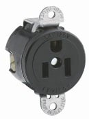 15 Amp 125 Volt Single Receptacle, 2 Pole, 3 Wire, Black