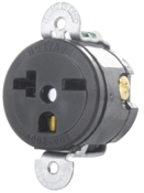 20 Amp, 250 Volt, Short Strap Single Receptacle, Commercial Grade, Straight Blade, Grounding, Black