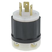 20 Amp, 480 Volt, NEMA L8-20P, 2P, 3W, Locking Plug, Industrial Grade, Grounding - Black-White