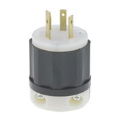 20 Amp, 600 Volt, NEMA L9-20P, 2P, 3W, Locking Plug, Industrial Grade, Grounding - Black-White