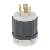 20 Amp, 480 Volt 3-Phase, NEMA L12-20P, 3P, 3W, Locking Plug, Industrial Grade, Non-Grounding - Black-White