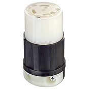 30 Amp, 600 Volt, NEMA L9-30R, 2P, 3W, Locking Connector, Industrial Grade, Grounding - Black-White