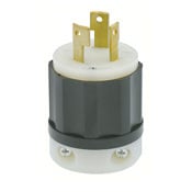 30 Amp, 600 Volt 3-Phase, NEMA L13-30P, 3P, 3W, Locking Plug, Industrial Grade, Non-Grounding - Black-White