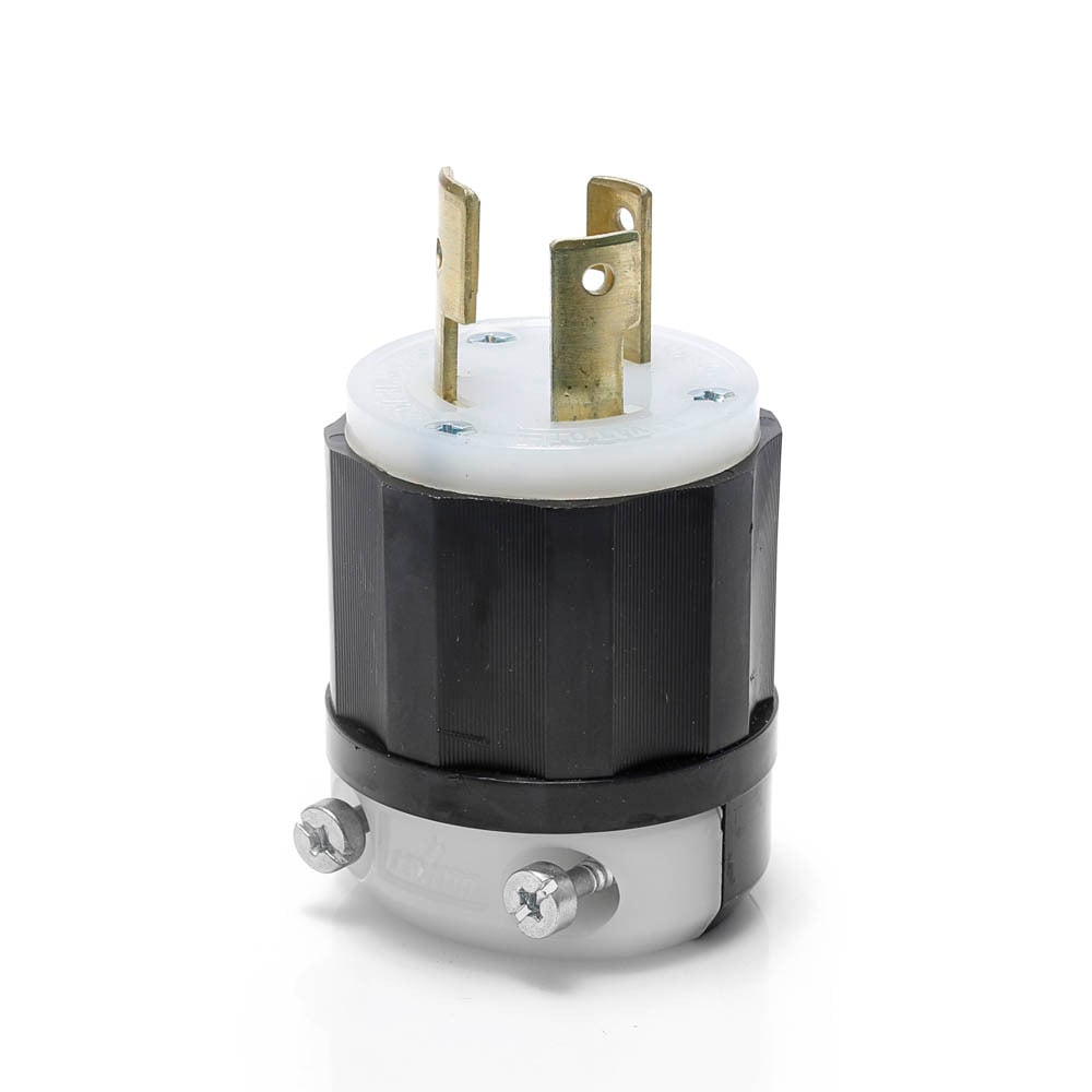 30 Amp, 125/250 Volt, NEMA L10-30P, 3P, 3W, Locking Plug, Industrial Grade, Non-Grounding - Black-White
