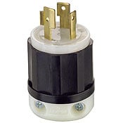 30 Amp, 600 Volt, NEMA L9-30P, 2P, 3W, Locking Plug, Industrial Grade, Grounding - Black-White