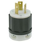 30 Amp, 480 Volt, NEMA L8-30P, 2P, 3W, Locking Plug, Industrial Grade, Grounding - Black-White