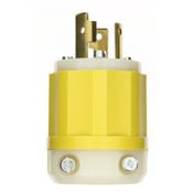30 Amp, 125 Volt, NEMA L5-30P, 2P, 3W, Locking Plug, Industrial Grade, Grounding - Yellow-White