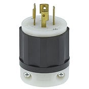 20 Amp, 250 Volt 3-phase, NEMA L15-20P, 3P, 4W, Locking Plug, Industrial Grade, Grounding - Black-White