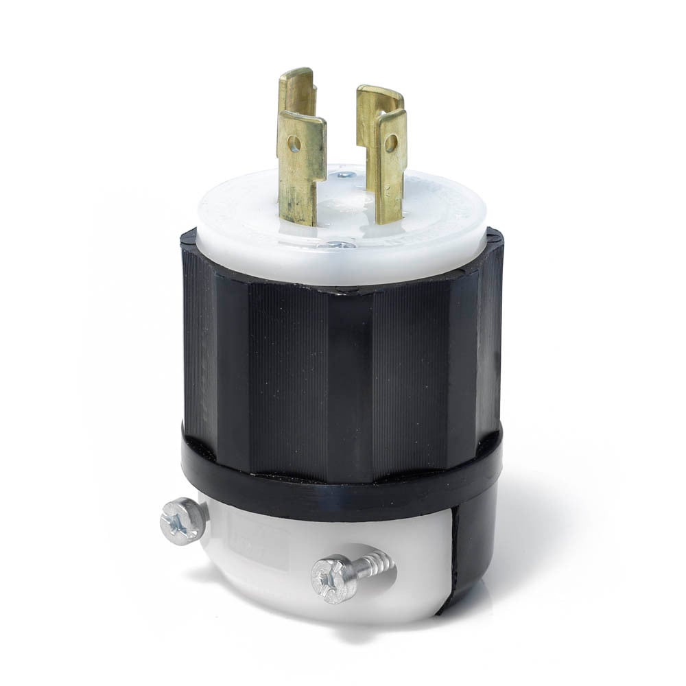 . 20 Amp, 120/208 Volt 3PY, NEMA L18-20P, 4P, 4W, Locking Plug, Industrial Grade, Non-Grounding - Black-White