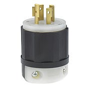 20 Amp, 277/480 Volt 3PY, NEMA L19-20P, 4P, 4W, Locking Plug, Industrial Grade, Non-Grounding - Black-White