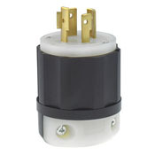 20 Amp, 347/600 Volt 3PY, NEMA L20-20P, 4P, 4W, Locking Plug, Industrial Grade, Non-Grounding - Black-White