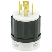 30 Amp, 250 Volt 3-phase, NEMA L15-30P, 3P, 4W, Locking Plug, Industrial Grade, Grounding - Black-White