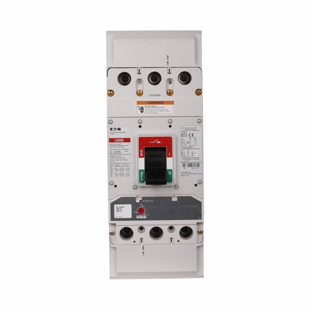 Eaton Series G molded case circuit breaker, LG-frame, LG, Fixed thermal, adjustable magnetic trip, Three-pole, 400A, 85 kAIC at 240 Vac, 50 kAIC at 480 Vac, 25 kAIC at 600 Vac, Line and load, Metric, 50/60 Hz, 80% rated