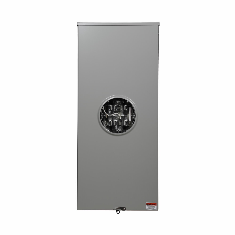 Eaton meter socket, Comm, 320A, Over/under, 5x5 inch hub open, 3/8 inch stud, 7-jaw, 3-ph, Anti-inver clip factory installed, Lever bypass, 4-wire, Ringless, 600 Vac