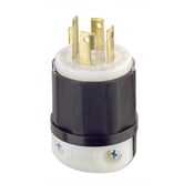 30 Amp, 600 Volt 3-Phase, NEMA L17-30P, 3P, 4W, Locking Plug, Industrial Grade, Grounding - Black-White