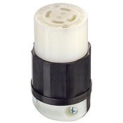 30 Amp, 480 Volt 3-phase, NEMA L16-30R, 3P, 4W, Locking Connector, Industrial Grade, Grounding - Black-White