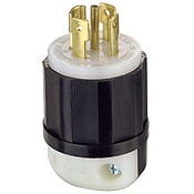 30 Amp, 120/208 Volt 3PY, NEMA L21-30P, 4P, 5W, Locking Plug, Industrial Grade, Grounding - Black-White