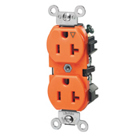20-Amp, 125 Volt, Industrial Series Heavy Duty Specification Grade, Duplex Receptacle, Straight Blade, Isolated Ground, Orange