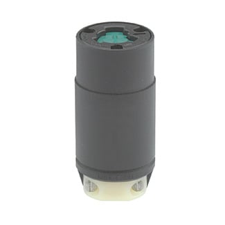 20 Amp, 125 Volt, Locking Plug, Industrial Grade, Grounding, Power Interrupting, Black-White