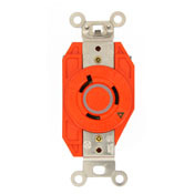 20-Amp, 277-Volt, Flush Mounting Locking Receptacle, Industrial Grade, Isolated Ground, V-0-MAX, Orange