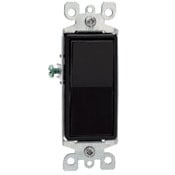 15 Amp, 120/277 Volt, Decora Rocker 3-Way AC Quiet Switch, Residential Grade, Grounding, Black