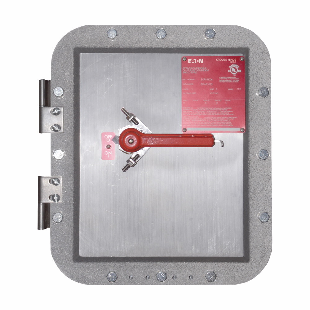 Eaton NEMA 7/9 dc disconnect switch, Single-throw, 60 A, NEMA 7/9, Cast aluminum, Non-Fusible, Three-pole, Three-wire600 Vac, 480 Vac, 250 VdcComplete unit, 10 at 250 Vdc, 30 at 480 Vac, 50 at 600 Vac, NEMA7/9, #6-3 AWG Cu