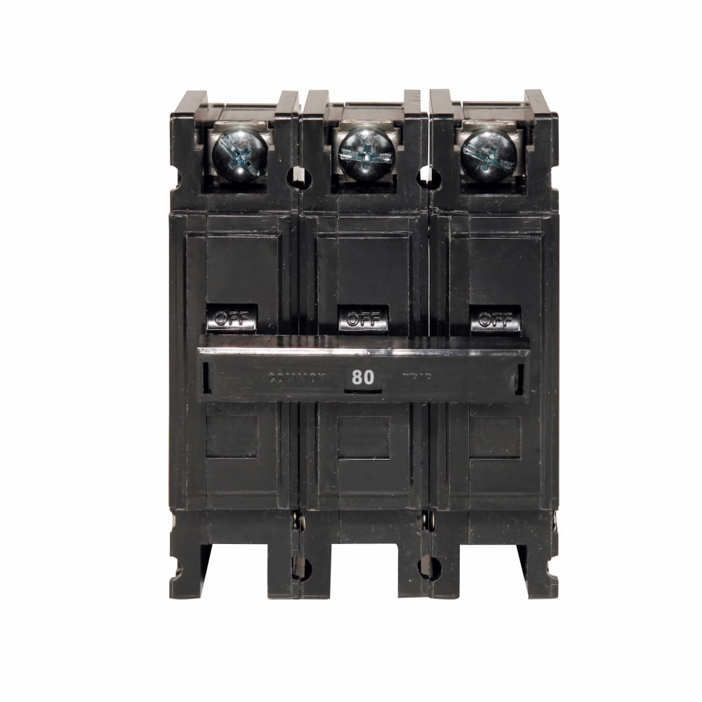 Eaton Quicklag Type QC Industrial Thermal-Magnetic Circuit Breaker,Industrial circuit breaker,80 A,10 kAIC,Three-pole,240 V,Thermal-magnetic,Cable-in/cable-out,QC,Non-interchangeable