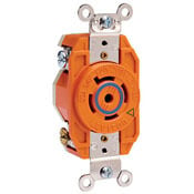 30 Amp, 125 Volt, Flush Mounting Locking Receptacle, Industrial Grade, Isolated Ground, V-0-MAX, Orange